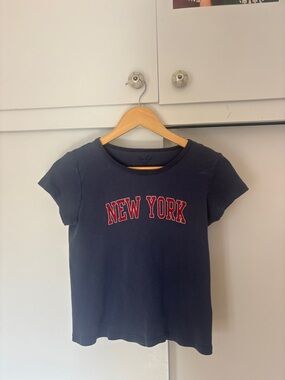 Brandy Melville Navy Tee with Red "NEW YORK" Graphic